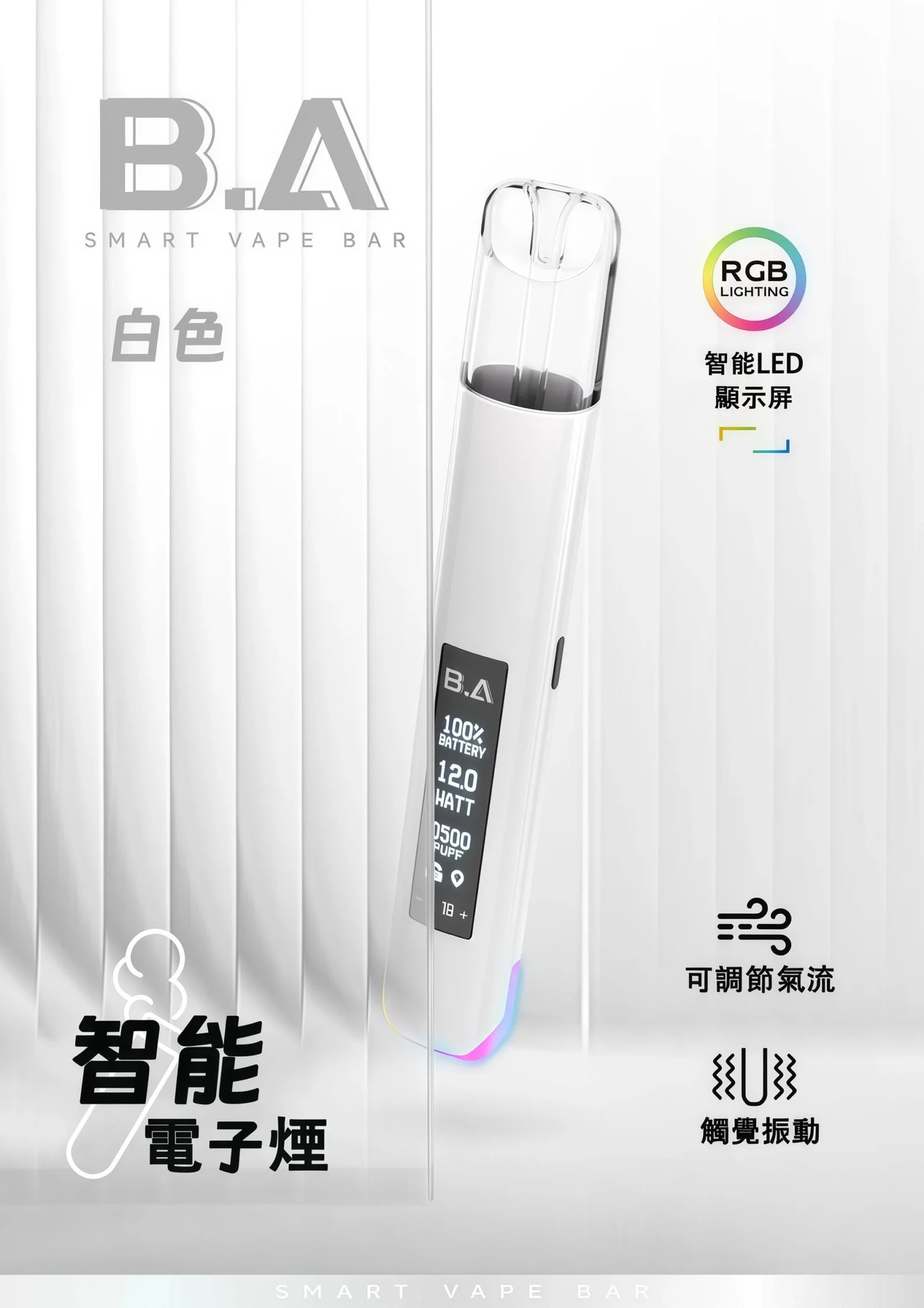 B.A一代通用主機 螢幕顯示 多段調節 電子煙桿